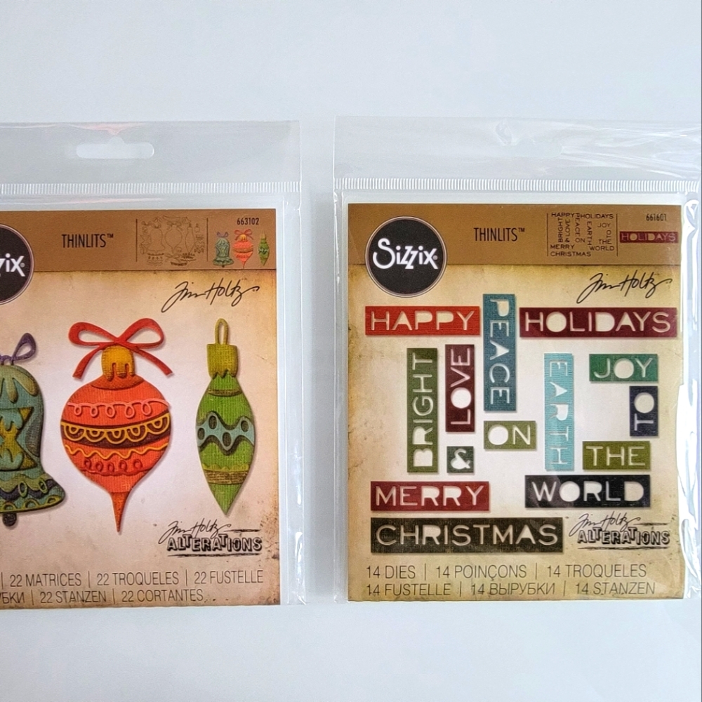 Sizzix Tim Holtz Christmas dies Holiday Words #2 & Whimsy Decor Christmas Dies